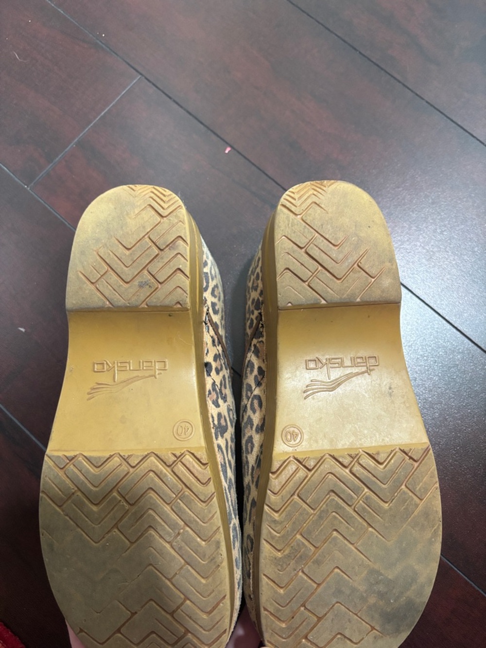 Dansko Leopard Clog Mules in Tan and Brown - Picture 3 of 6